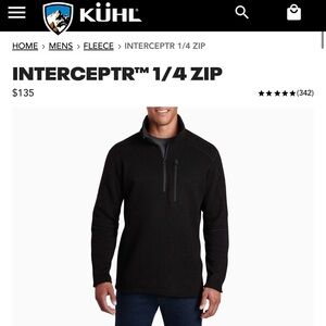 KUHL Medium Black Interceptr 1/4 Zip Fleece Pullover